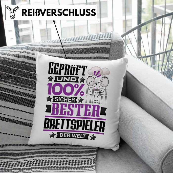 Brettspieler Geschenk Lustiger Spruch für Brettspieler Geschenkidee Bester Brettspieler Der WeltKissen mit Füllung 40x40 (Grau) Grün Trendation