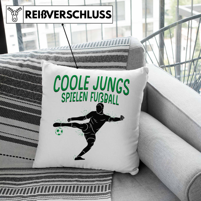 Fußballspieler Kissen mit Füllung 40x40 Geschenk Coole Jungs Spielen Fußball Geschenkidee Jungen (Grau) Rosa Trendation