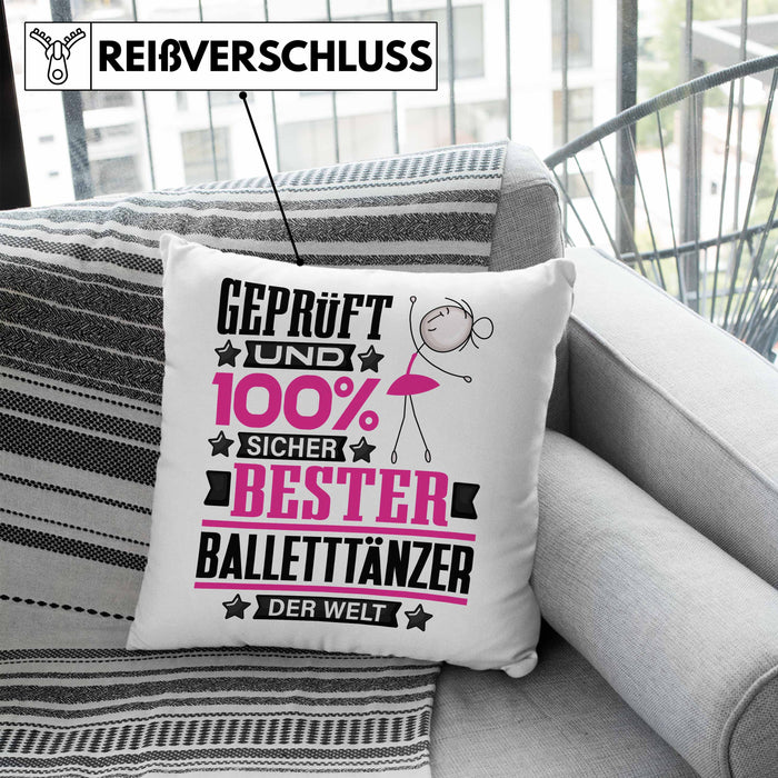 Balletttänzer Geschenk Lustiger Spruch für Balletttänzer Geschenkidee Bester Balletttänzer Der WeltKissen mit Füllung 40x40 (Grau) Blau Trendation
