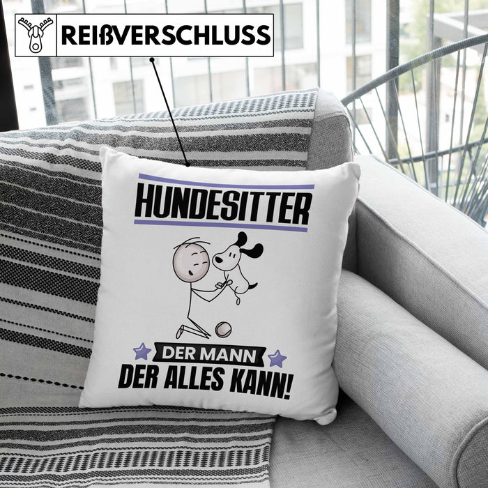 Hundesitter Kissen mit Füllung 40x40 Geschenk für Hundesitter Der Mann Der Alles Kann Geschenkidee zum Geburtstag (Grau) Rosa Trendation