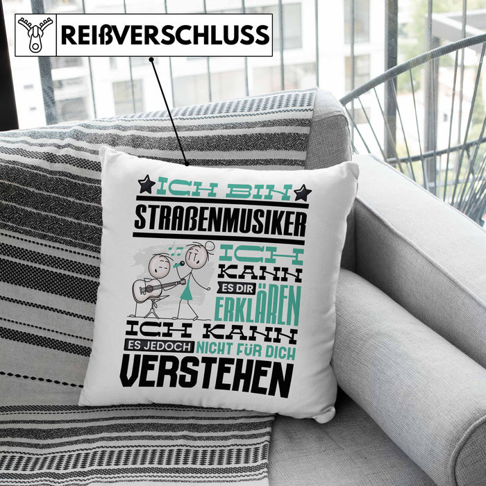 Straßenmusiker Geschenk Kissen mit Füllung 40x40 Geschenkidee für Straßenmusiker Geburtstag Lustig Ich Bin Straßenmusiker Ich Kann Es Dir Erklären Aber Nicht Für Dich Verstehen (Grau) Grün Trendation