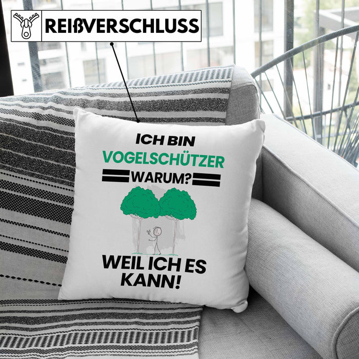 Vogelschützer Geschenk Kissen mit Füllung 40x40 Lustiger Spruch Ich Bin Vogelschützer Warum Weil Ich Es Kann Geschenkidee Bester Vogelschützer Geburtstag (Grau) Grau Trendation
