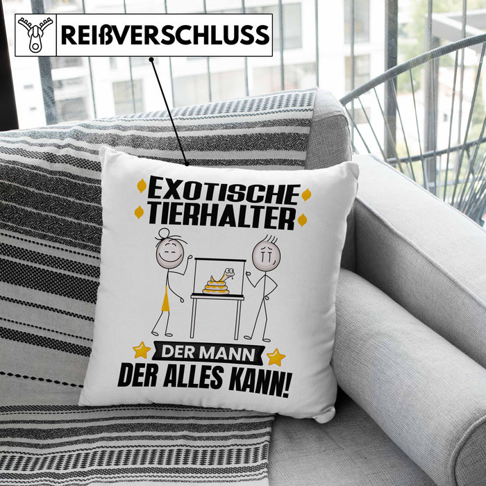 ExotischeTierhalter Kissen mit Füllung 40x40 Geschenk für ExotischeTierhalter Der Mann Der Alles Kann Geschenkidee zum Geburtstag (Grau) Grau Trendation