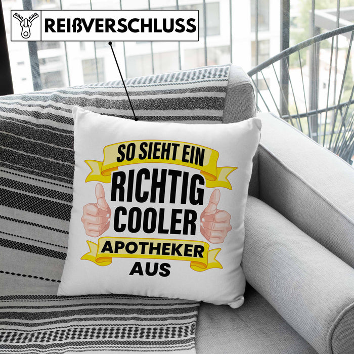 Apotheker Kissen mit Füllung 40x40 Geschenk Spruch Pharmazie Lustig (Grau) Grün Trendation