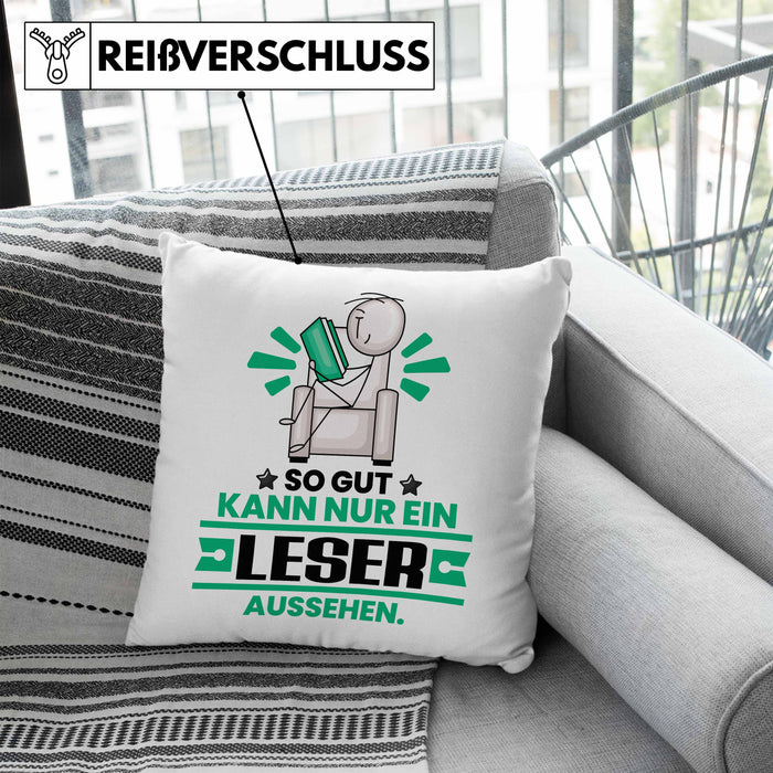 Leser Geschenk Kissen mit Füllung 40x40 So Gut Kann Nur Ein Leser Aussehen Geschenkidee (Grau) Blau Trendation