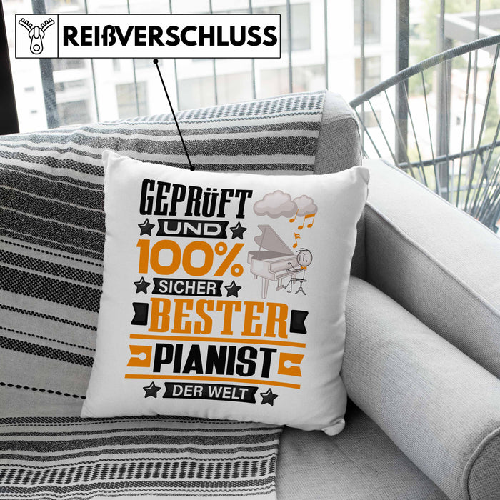 Pianist Geschenk Lustiger Spruch für Pianist Geschenkidee Bester Pianist Der WeltKissen mit Füllung 40x40 (Grau) Rosa Trendation