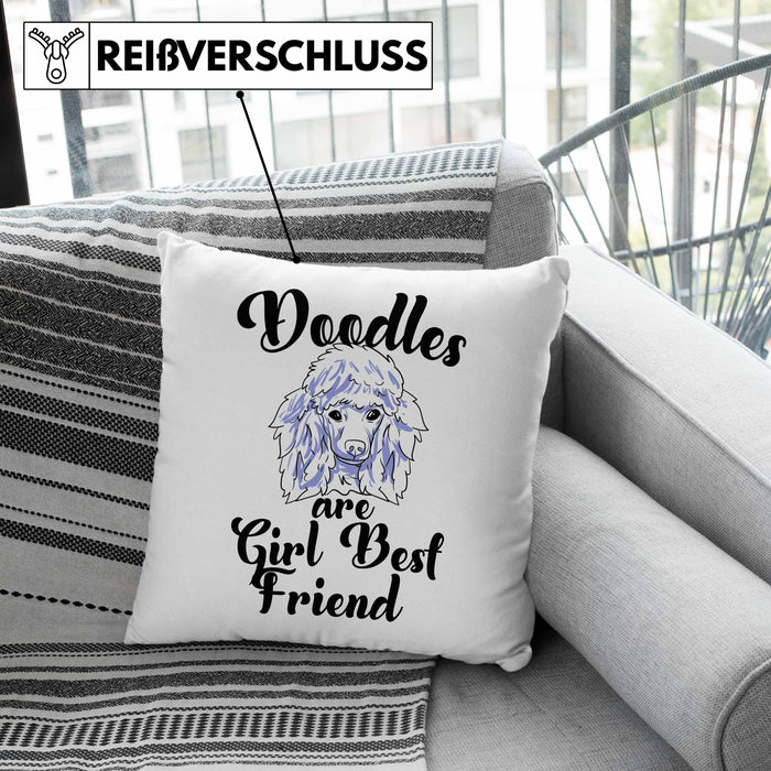 Kissen mit Füllung 40x40 mit süßem Pudel-Hundemotiv Geschenk für Pudel Liebhaber (Grau) Grau Trendation