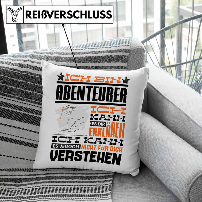 Abenteurer Geschenk Kissen mit Füllung 40x40 Lustige Geschenkdiee für einen Abenteurer Geburtstag Ich Bin Abenteurer Ich Kann Es Dir Erklären Aber Nicht Für Dich Verstehen (Grau) Grün Trendation