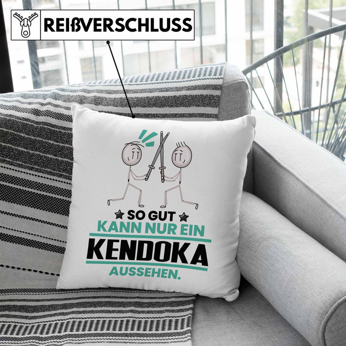 Kendoka Geschenk Kissen mit Füllung 40x40 So Gut Kann Nur Ein Kendoka Aussehen Geschenkidee (Grau) Blau Trendation