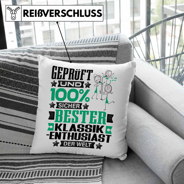 Klassik-Enthusiast Geschenk Lustiger Spruch für Klassik-Enthusiast Geschenkidee Bester Klassik-Enthusiast Der WeltKissen mit Füllung 40x40 (Grau) Grau Trendation