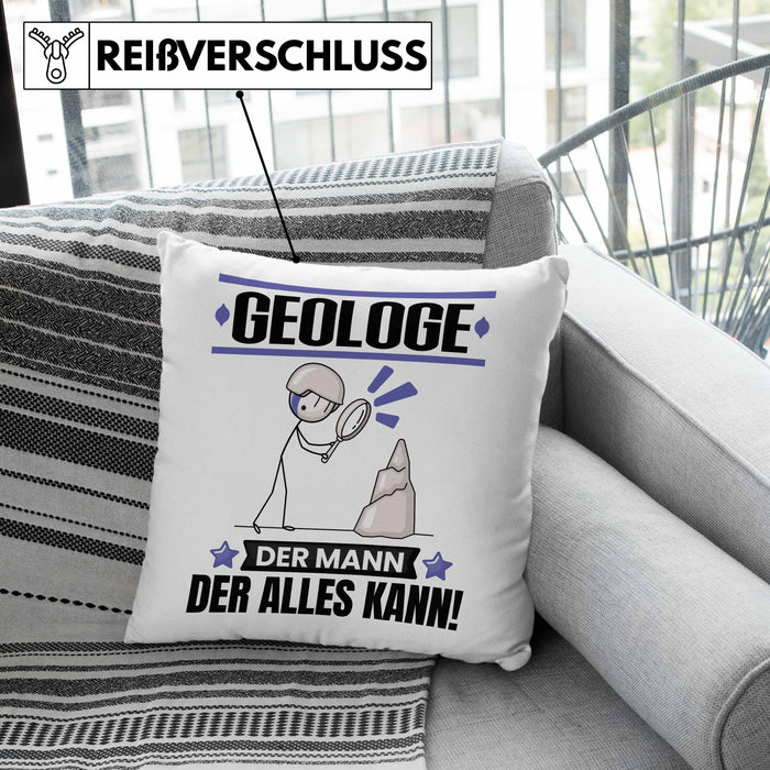 Geologe Kissen mit Füllung 40x40 Geschenk für Geologe Der Mann Der Alles Kann Geschenkidee zum Geburtstag (Grau) Rosa Trendation