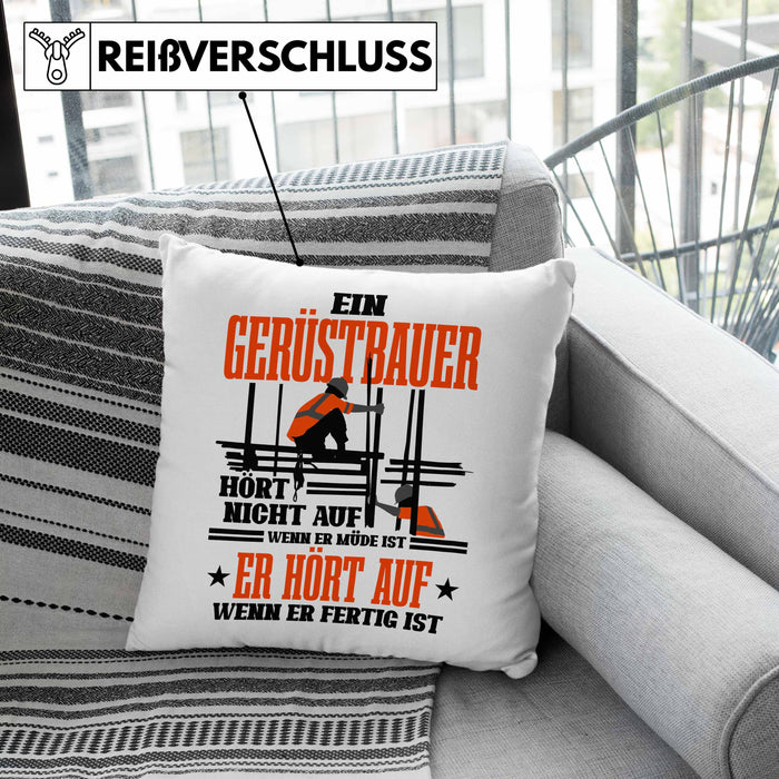 Kissen mit Füllung 40x40 für Gerüstbauer Geschenk Spuch Männer Gerüstbau (Grau) Rosa Trendation