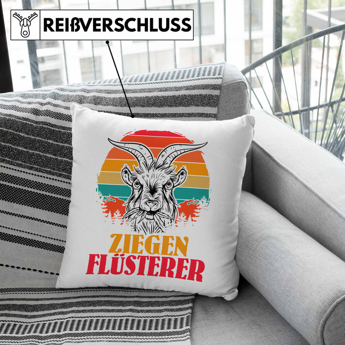 Ziegen Hirte Geschenk Kissen mit Füllung 40x40 Ziegen Flüsterer Geschenkidee Ziegen-Liebhaber (Grau) Rosa Trendation
