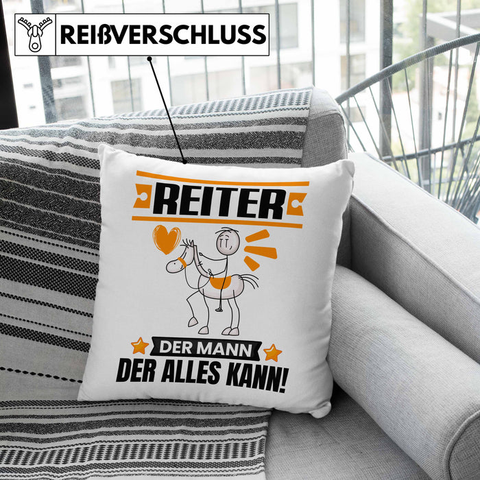 Reiter Kissen mit Füllung 40x40 Geschenk für Reiter Der Mann Der Alles Kann Geschenkidee zum Geburtstag (Grau) Grün Trendation