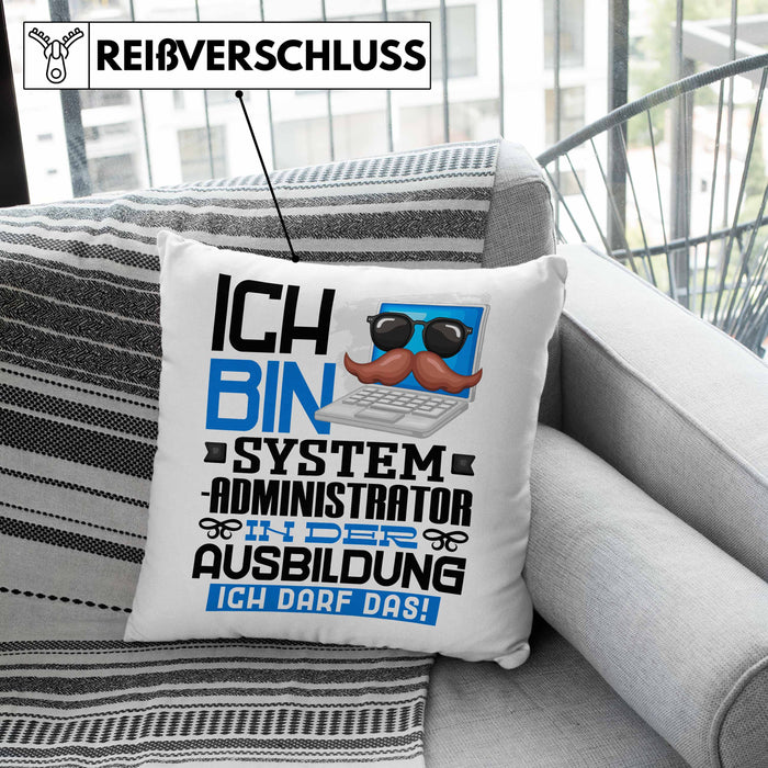 Systemadministrator Ausbildung Kissen mit Füllung 40x40 Geschenk Ich Bin Systemadministrator In Der Ausbildung Ich Darf Das Geschenkidee Spruch (Grau) Grau Trendation