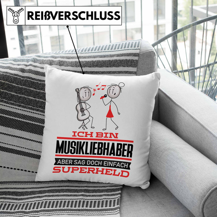 Musikliebhaber Geschenk Kissen mit Füllung 40x40 Ich Bin Musikliebhaber Aber Sag Doch Einfach Superheld Lustige Geschenkdiee für Musikliebhaber (Grau) Grün Trendation