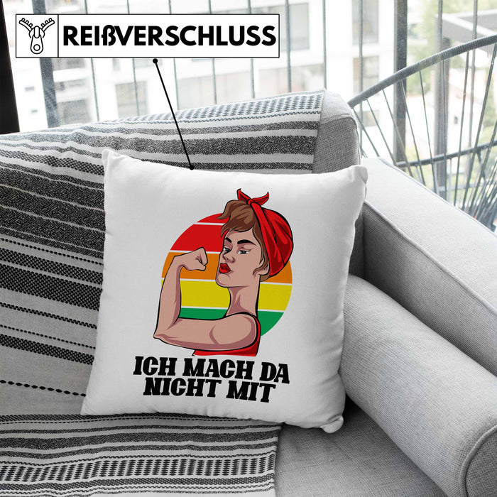 Lustige Feministen Kissen mit Füllung 40x40 Geschenk für starke Frauen Frauenpower Feminismus (Grau) Blau Trendation