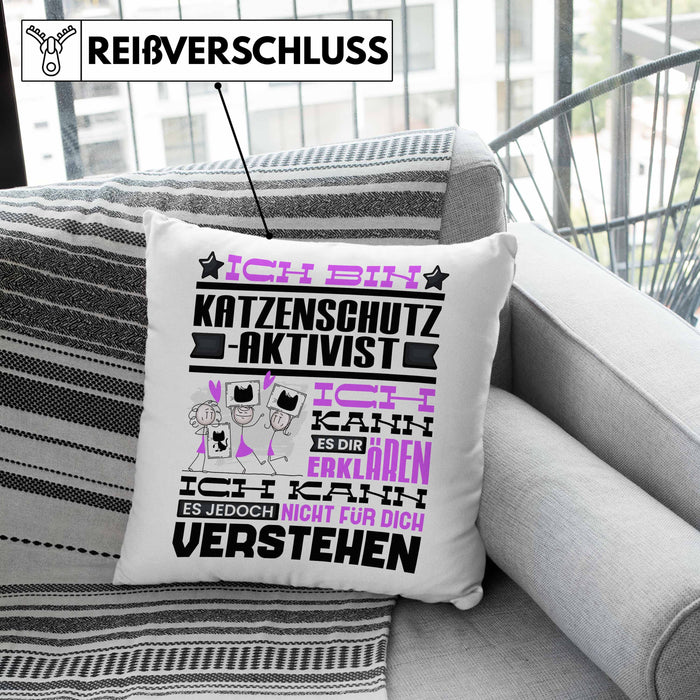 Katzenschutzaktivist Geschenk Kaffee-Kissen mit Füllung 40x40 Geschenkidee für Katzenschutzaktivist Ich Bin Katzenschutzaktivist Ich Kann Es Dir Erklären Jedoch Nicht Für Dich Verstehen Spruch Lustig (Grau) Grün Trendation