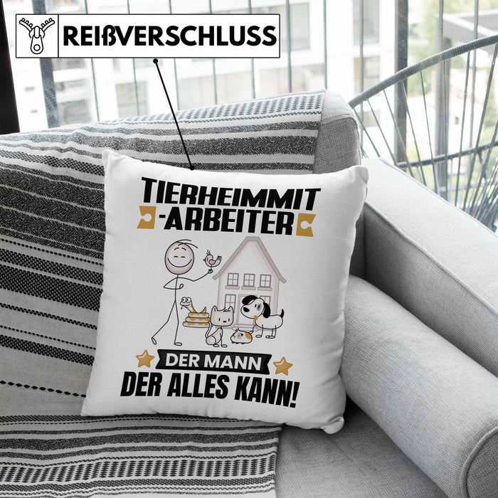 Tierheimmitarbeiter Kissen mit Füllung 40x40 Geschenk für Tierheimmitarbeiter Der Mann Der Alles Kann Geschenkidee zum Geburtstag (Grau) Blau Trendation
