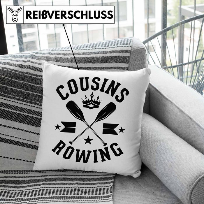 Cousins Rowing Kissen mit Füllung 40x40 Geschenk Rudern Paddelboot Cousinen-Treff Cousins (Grau) Grau Trendation