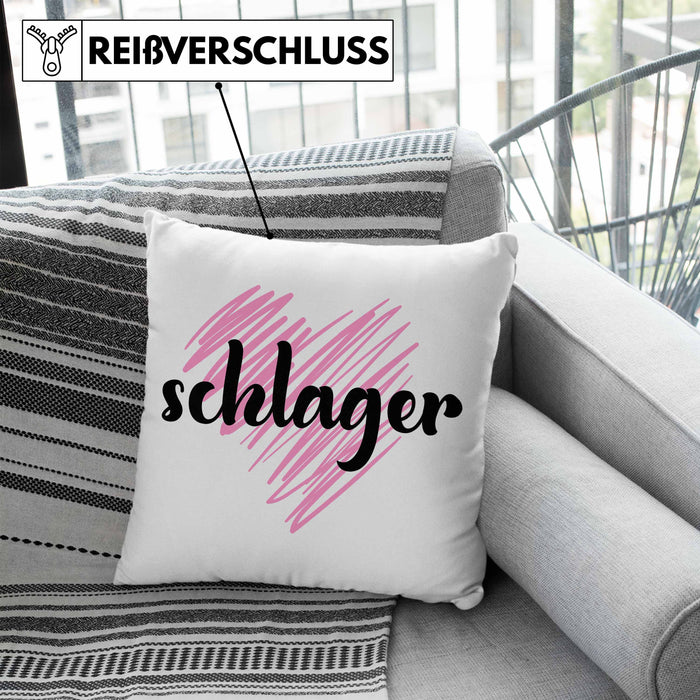 Kissen mit Füllung 40x40 Geschenk für Schlager Fans Kissen mit Füllung 40x40 Musikmotiv Spruch (Grau) Blau Trendation