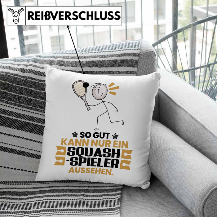 Squash-Spieler Geschenk Kissen mit Füllung 40x40 So Gut Kann Nur Ein Squash-Spieler Aussehen Geschenkidee (Grau) Blau Trendation