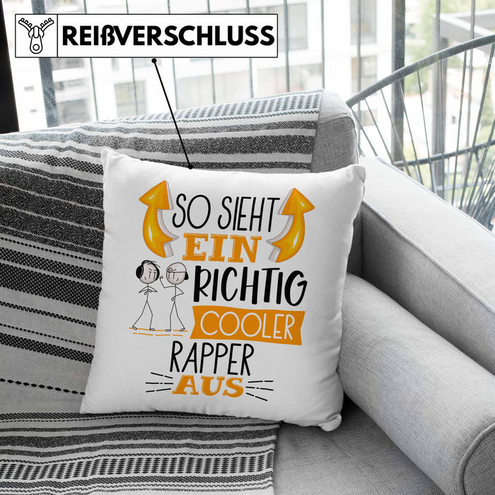 So Sieht Ein Richtig Cooler Rapper Aus Kissen mit Füllung 40x40 Geschenk für Rapper Geburtstag Geschenkdiee (Grau) Grau Trendation