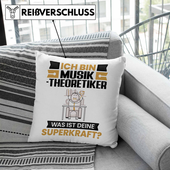 Musiktheoretiker Kissen mit Füllung 40x40 Geschenk für Musiktheoretiker Geburtstag Lustiger Spruch Was Ist Deine Superkraft (Grau) Blau Trendation