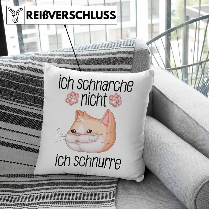 Katzen Mama Kissen mit Füllung 40x40 Geschenk Ich Schnarche Nicht Ich Schnurre Lustige Geschenkidee Katzen Fans Besitzer (Grau) Grau Trendation