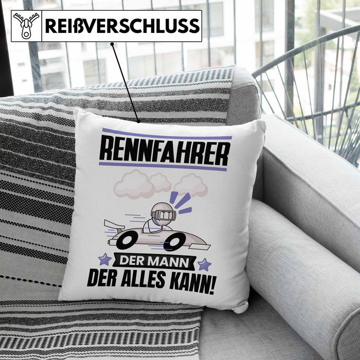Rennfahrer Kissen mit Füllung 40x40 Geschenk für Rennfahrer Der Mann Der Alles Kann Geschenkidee zum Geburtstag (Grau) Rosa Trendation