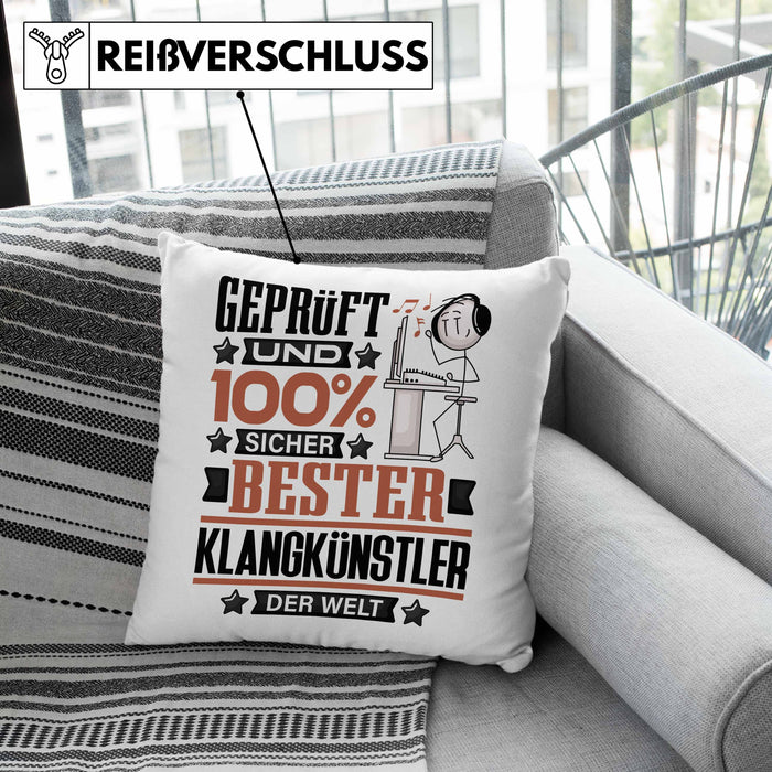 Klangkünstler Geschenk Lustiger Spruch für Klangkünstler Geschenkidee Bester Klangkünstler Der WeltKissen mit Füllung 40x40 (Grau) Grün Trendation