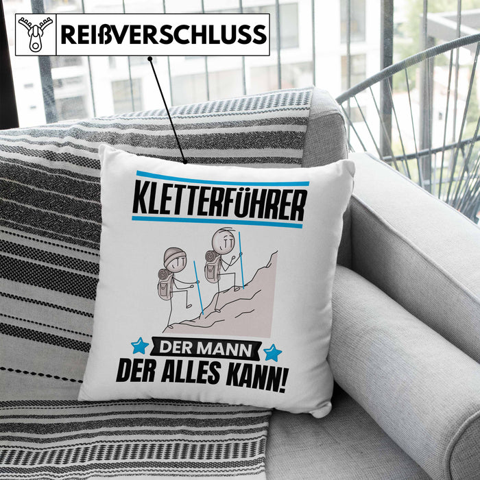 Kletterführer Kissen mit Füllung 40x40 Geschenk für Kletterführer Der Mann Der Alles Kann Geschenkidee zum Geburtstag (Grau) Blau Trendation
