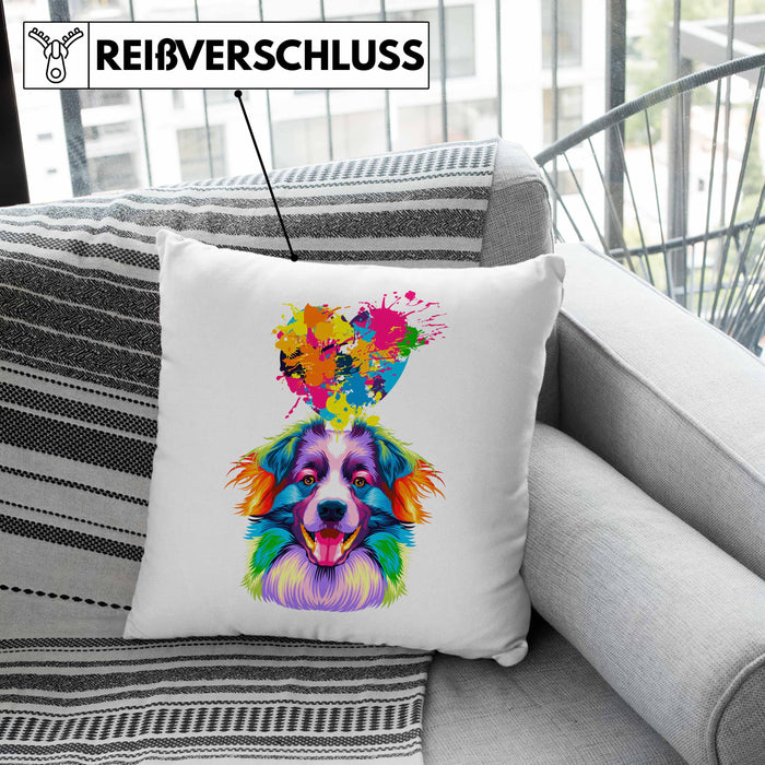 Border Collies Herz Farbe Besitzer Kissen mit Füllung 40x40 Geschenk Lustiger Spruch Geschenkidee Border Collies Liebhaber (Grau) Grau Trendation
