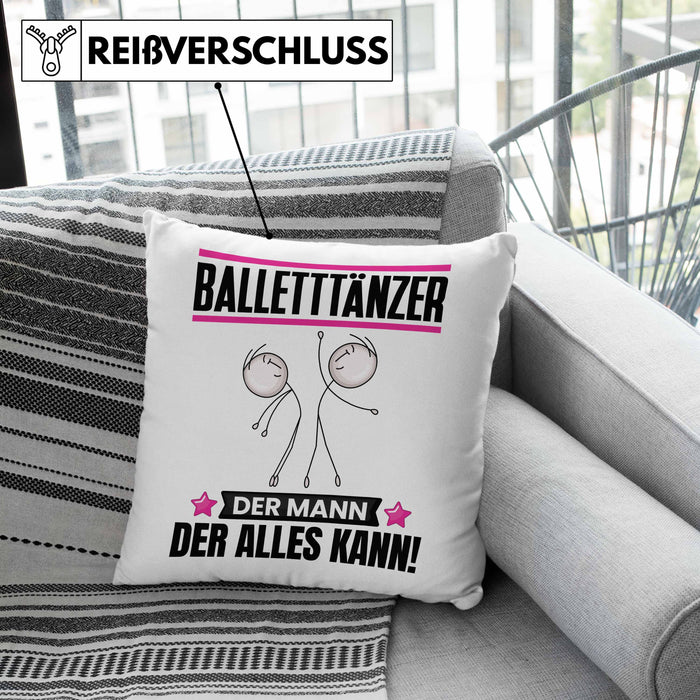Balletttänzer Kissen mit Füllung 40x40 Geschenk für Balletttänzer Der Mann Der Alles Kann Geschenkidee zum Geburtstag (Grau) Rosa Trendation