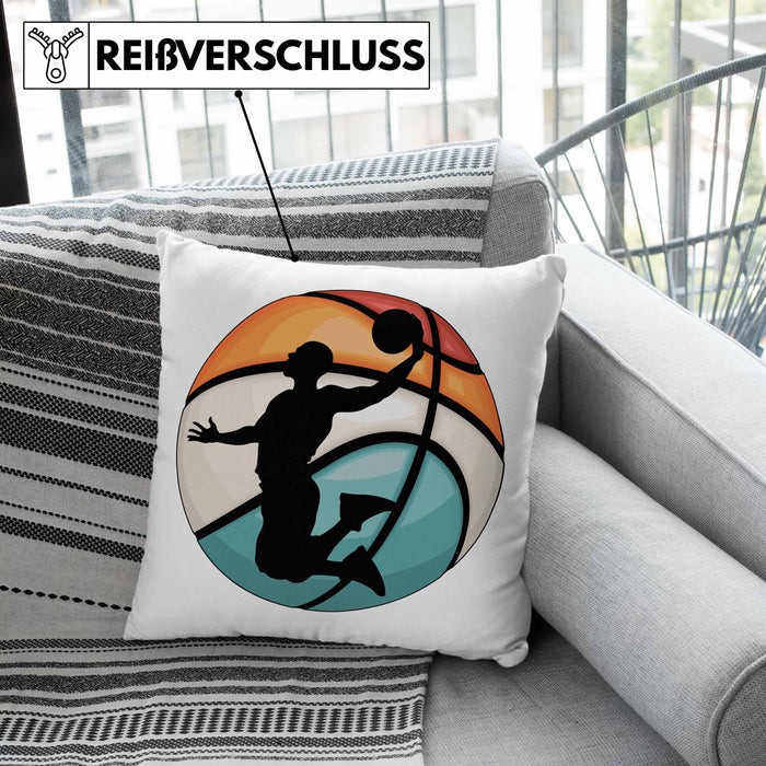 Basketball Kissen mit Füllung 40x40 Geschenk Basketballspieler Trainer Geschenkidee Lustige Kissen mit Füllung 40x40 Basketballer Jungs Jungen Coach (Grau) Rosa Trendation