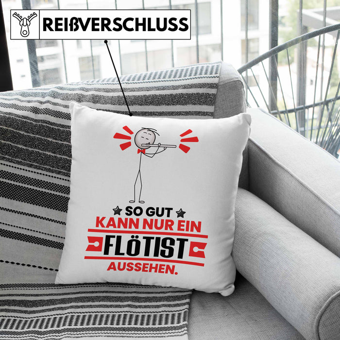 Flötist Geschenk Kissen mit Füllung 40x40 So Gut Kann Nur Ein Flötist Aussehen Geschenkidee (Grau) Grün Trendation