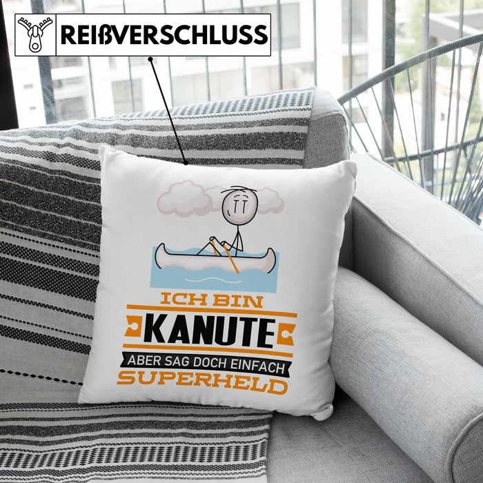 Kanute Geschenk Kissen mit Füllung 40x40 Ich Bin Kanute Aber Sag Doch Einfach Superheld Lustige Geschenkdiee für Kanute (Grau) Rosa Trendation