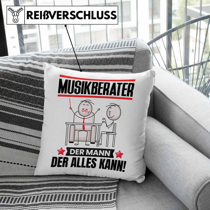 Musikberater Kissen mit Füllung 40x40 Geschenk für Musikberater Der Mann Der Alles Kann Geschenkidee zum Geburtstag (Grau) Blau Trendation