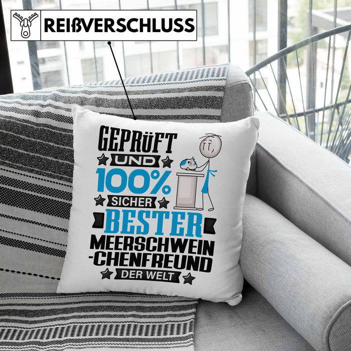 Meerschweinchenfreund Geschenk Lustiger Spruch für Meerschweinchenfreund Geschenkidee Bester Meerschweinchenfreund Der WeltKissen mit Füllung 40x40 (Grau) Grün Trendation