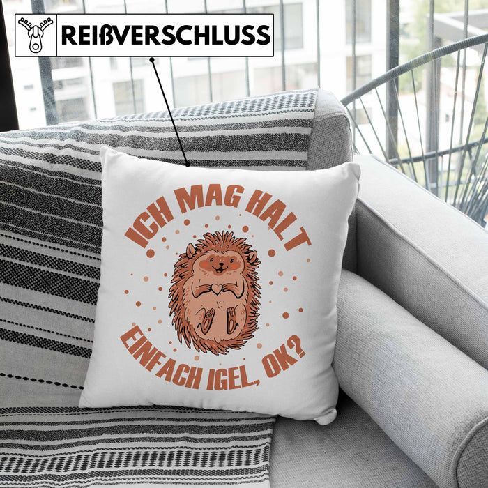 Igel Kissen mit Füllung 40x40 - Tolles Geschenk für Igel-Liebhaber (Grau) Grün Trendation
