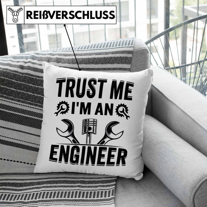 Trust Me I'm An Engineer Ingenieur Kissen mit Füllung 40x40 Geschenk Geschenkidee Sprüche Ingenieurswesen Geschenkidee Spruch (Grau) Blau Trendation