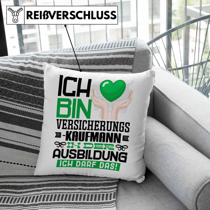 Versicherungskaufmann Ausbildung Kissen mit Füllung 40x40 Geschenk Ich Bin Versicherungskaufmann In Der Ausbildung Ich Darf Das Geschenkidee Spruch (Grau) Rosa Trendation