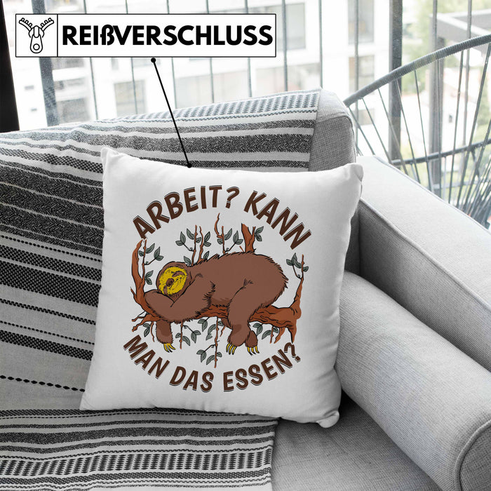Faultier Kissen mit Füllung 40x40 Geschenk Faullenzer Arbeit Kann Man Das Essen Freundin Geschenkidee (Grau) Blau Trendation