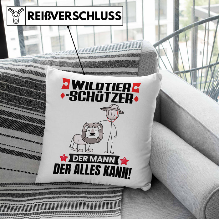 Wildtierschützer Kissen mit Füllung 40x40 Geschenk für Wildtierschützer Der Mann Der Alles Kann Geschenkidee zum Geburtstag (Grau) Grau Trendation