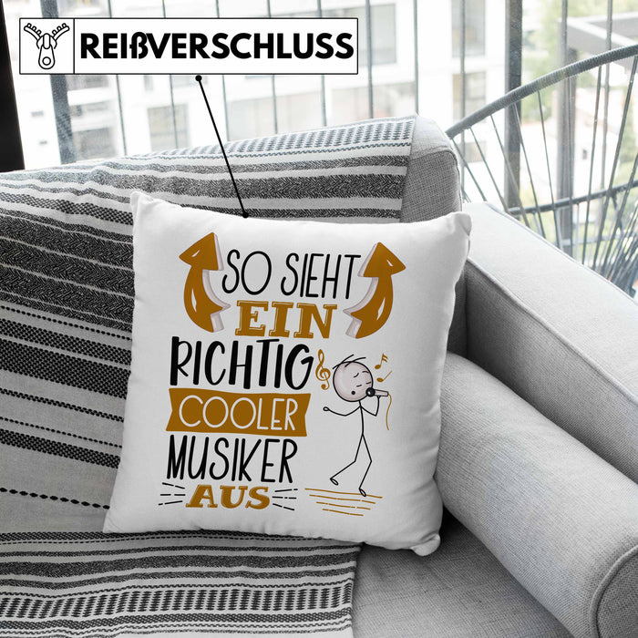 Musiker Kissen mit Füllung 40x40 Geschenk So Sieht Ein RIchtig Cooler Musiker Aus Geschenkidee Lustiger Spruch Geburtstag Musiklehrer (Grau) Grün Trendation