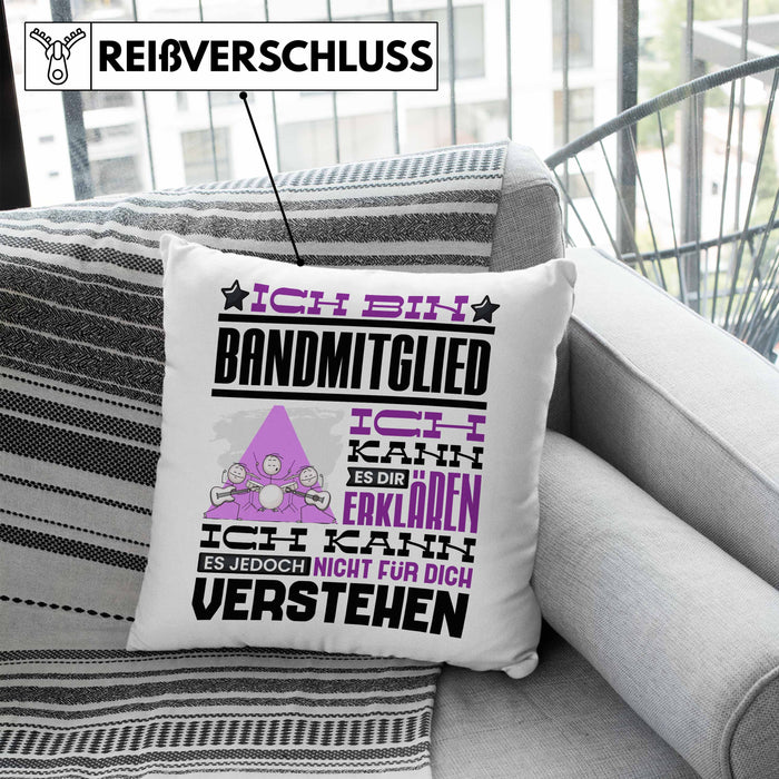 Bandmitglied Geschenk Kissen mit Füllung 40x40 Geschenkidee für Bandmitglied Geburtstag Lustig Ich Bin Bandmitglied Ich Kann Es Dir Erklären Aber Nicht Für Dich Verstehen (Grau) Blau Trendation