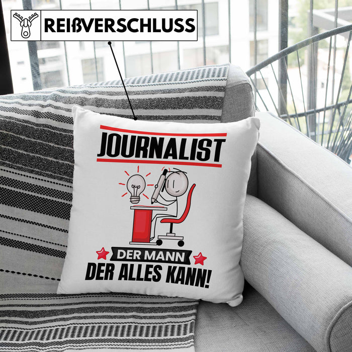 Journalist Kissen mit Füllung 40x40 Geschenk für Journalist Der Mann Der Alles Kann Geschenkidee zum Geburtstag (Grau) Grün Trendation