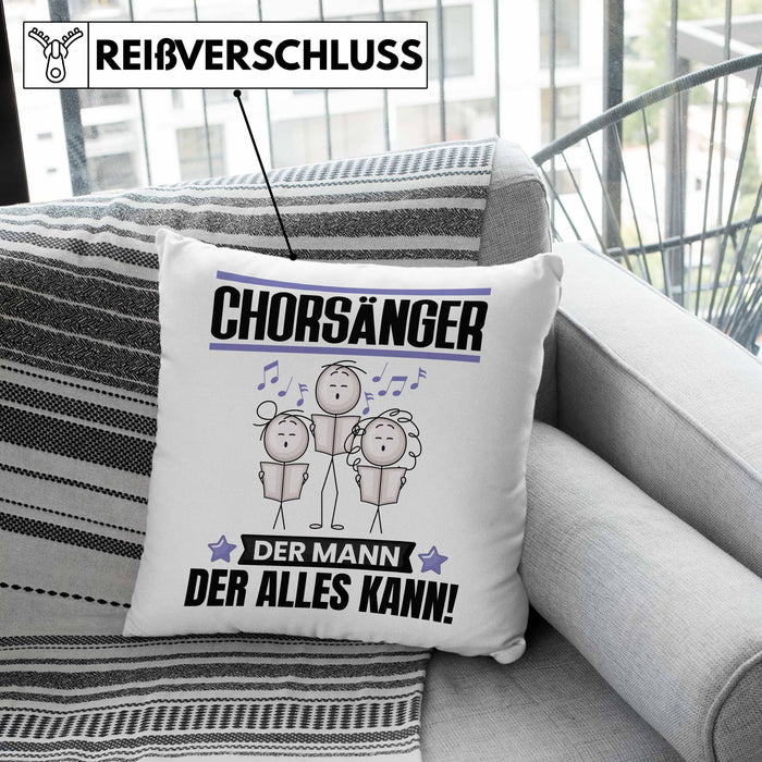 Chorsänger Kissen mit Füllung 40x40 Geschenk für Chorsänger Der Mann Der Alles Kann Geschenkidee zum Geburtstag (Grau) Grau Trendation