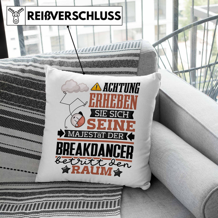 Breakdancer Geschenk Kissen mit Füllung 40x40 Lustiger Spruch Erheben Sie Sich Der Breakdancer Betritt den Raum (Grau) Grün Trendation