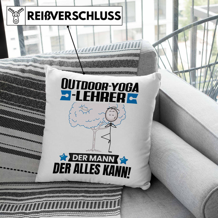 Outdoor-Yoga-Lehrer Kissen mit Füllung 40x40 Geschenk für Outdoor-Yoga-Lehrer Der Mann Der Alles Kann Geschenkidee zum Geburtstag (Grau) Rosa Trendation